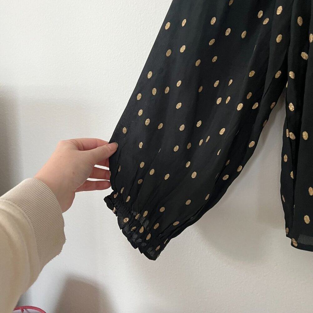 Velvet By Graham & Spencer Krista Black & Gold Metallic Dot Blouse - Picture 8 of 9